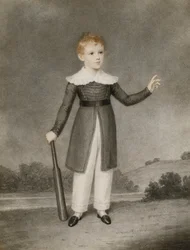 Portret van Edward Currie met een cricketbat, 1830