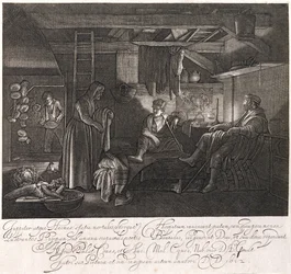 Het huis van Philemon en Baucis, gegraveerd door Graaf Hendrik Goudt (1585-1630)