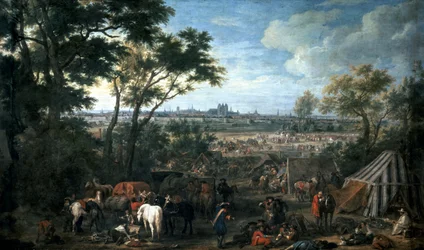 Leger van Lodewijk XIV belegert Doornik, door Adam Frans van der Meulen, Frankrijk en België