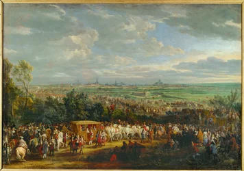 Intocht van Louis XIV en Marie Therese van Oostenrijk in Arras ... (schilderij op doek)