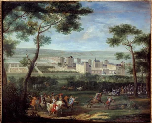 Uitzicht op het kasteel van Vincennes rond 1660