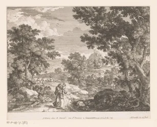 Landschap met Christus met lam op zijn schouders