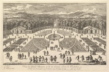 Uitzicht op het Grote Parterre en de Halve Maan van Richelieu, 17e eeuw
