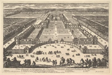 Veüe generale en Perspective du Château Bassecourt, Anticours, Jardins, &c. de Ric