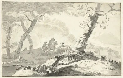 Hertenjacht in een bergachtig landschap