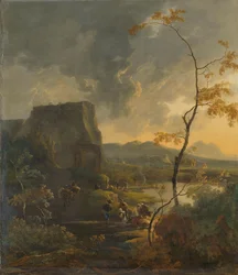 Italiaans landschap met oud tempietto