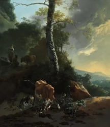 Landschap met woedende os