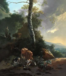 Landschap met woedende os