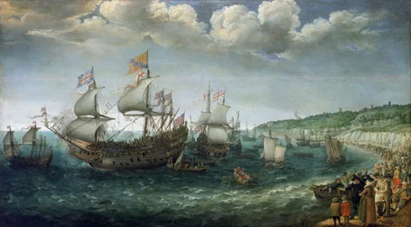Inscheping van Frederik I van Wittelsbach, keurvorst van de Palts, in het schip 
