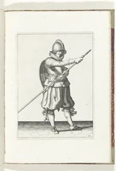 De exercitie met schild en spies: de soldaat brengt de spies met twee handen weer in positie (nr. 29), 1618