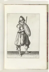 De exercitie met schild en spies: de soldaat in de houding met zijn rapier en schild voor de borst (nr. 20), 1618