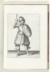 De exercitie met schild en spies: de soldaat presenteert zijn rapier met de hand niet hoger dan zijn gezicht (nr. 19), 1618