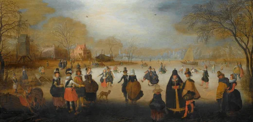Winterlandschap met schaatsers