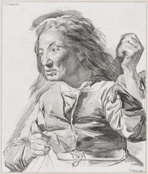 Een oude vrouw met gebalde vuisten, 1786
