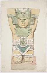 Kariatide III, buitenkamer, Bovenste Tempel van de Jaguars (Tempel A), Chichen Itza, Mexico