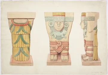 Kariatide II, buitenkamer, Bovenste Tempel van de Jaguars (Tempel A), Chichen Itza, Mexico