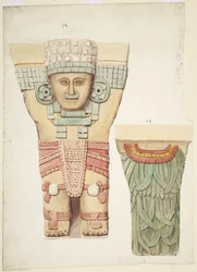 Kariatide IX, voor- en achteraanzicht (achteraanzicht op kleinere schaal)