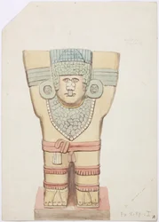 Kariatide I, buitenkamer, Bovenste Tempel van de Jaguars (Tempel A), Chichen Itza, Mexico