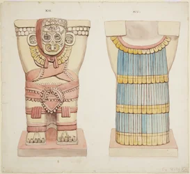 Kariatide XIV uit de buitenkamer, Bovenste Tempel van de Jaguars (Tempel A), Grote Balspelbaan, Chichen Itza, Mexico