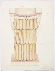 Kariatide uit de buitenkamer, Tempel A, balspelbaan, Chichen Itza, Mexico