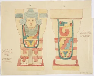 Kariatide van de buitenkamer, Bovenste Tempel van de Jaguars (Tempel A), balspelbaan, Chichen Itza