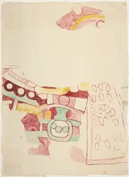 Kopie van fragmenten van schilderijen uit Teotihuacan, Mexico