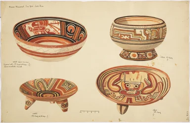 Vier schalen uit Santa Cruz de Nicoya, Costa Rica