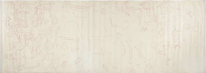 Schilderij van de noordelijke muur, Bovenste Tempel van de Jaguars, Chichen Itza, Mexico