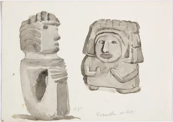 Stenen figuren in Papantla, Mexico