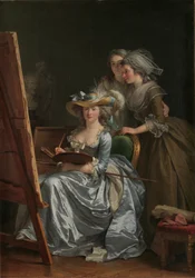Zelfportret met twee leerlingen, Marie Gabrielle Capet en Marie Marguerite Carreaux de Rosemond