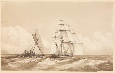 Dubbele kano bij Moalu, Feejee-eilanden, 26 september 1849