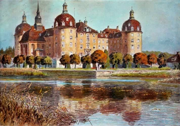 Uitzicht op het kasteel van Moritzbourg