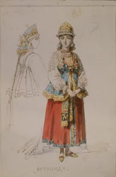 Kostuumontwerp voor de opera Een leven voor de tsaar door M. Glinka, 1867