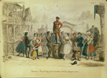 Toneelontwerp voor het ballet La Esmeralda door C. Pugni