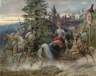 De weg naar Chernomor. Illustratie bij het gedicht Ruslan en Lyudmila van A. Pushkin