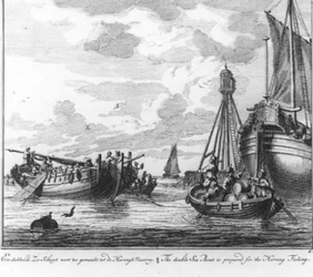 “Een dubbel zeeschip wordt toegemaakt voor de haringvisserij” (nr. 6 uit de serie Haringvangst)