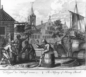 ‘t Kuypen der haringh tonnen’ (nr. 3 uit de serie Haringvangst)
