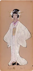 Kostuum van het personage Cio-Cio-San voor de opera „Madame Butterfly“ van Giacomo Puccini