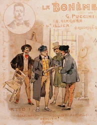 Postkaart door Adolf Hohenstein (1854-1928) voor de eerste uitvoering van La Boheme