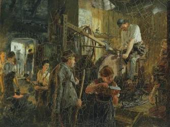 De messenslijper bij de smidse in Hofgastein, 1881