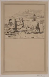 Koen og drengen. Nr. 12 in Chr. Winther og M. Rørbye, "25 Billeder for små børn"