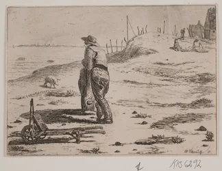 Kustpartij met staande visser