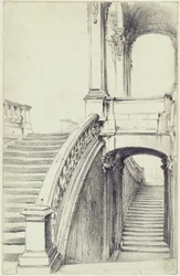De bovenste opgang van het wallenpaviljoen in de Zwinger in Dresden