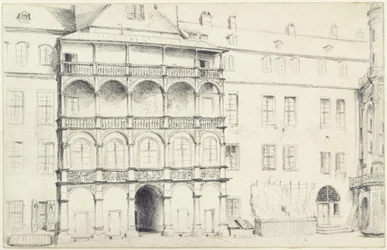 De noordzijde van de grote kasteelhof in Dresden