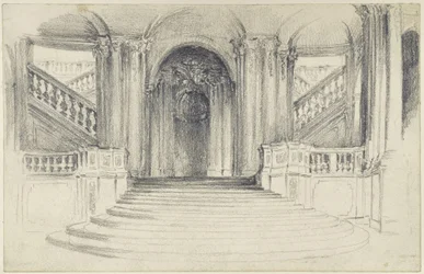 De trap aan de binnenplaatszijde van het Wallpavillon in de Zwinger in Dresden