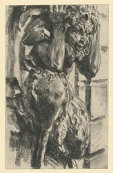 Faun als atlas aan de noordoostelijke booggalerij van de Zwinger in Dresden