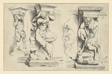 Faun-consoles aan de zuidwestelijke booggalerij van de Zwinger in Dresden