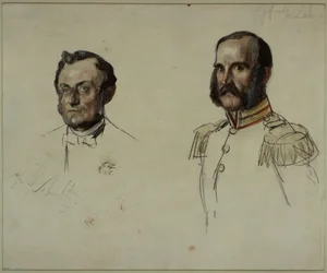 Hofraad E. Dohme, hofraad Schulz. Studie voor het schilderij "Kroning van Wilhelm I in Königsberg"