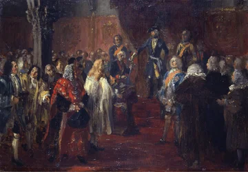 Huldebetoon van de Silezische standen aan Frederik II in Breslau in 1741. Schets
