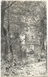 Landschap met een Wasvrouw